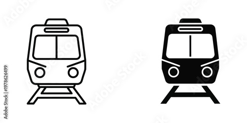 Contrast between a light and dark colored train icon on tracks