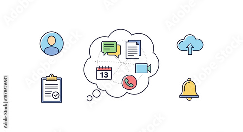 Icons Representing Digital Organization Tools.