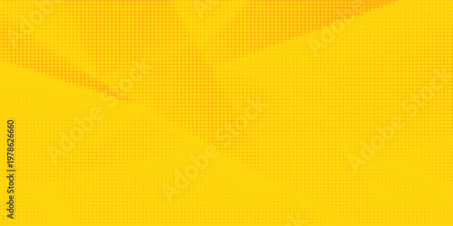 Yellow halftone pattern. Retro comic gradient background. Bright orange pixelated dotted texture overlay. Cartoon pop art faded gradient pattern. Vector backdrop for poster, banner, advertisement