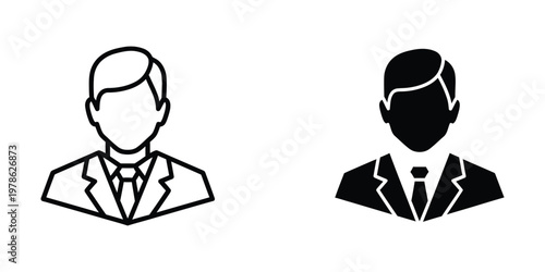 Contrasting silhouettes of two business professionals in formal attire
