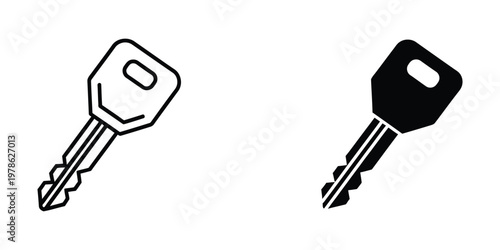Two contrasting keys depicted in simple line art style with one white and one black
