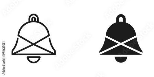 Contrasting visual styles of a bell icon in white and black versions with diagonal lines