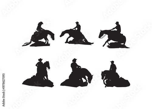 Reining Horse vector bundle, Reining Horse clipart, Reining Horse silhouette.