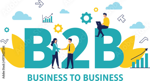 Business to business marketing and networking concept illustration