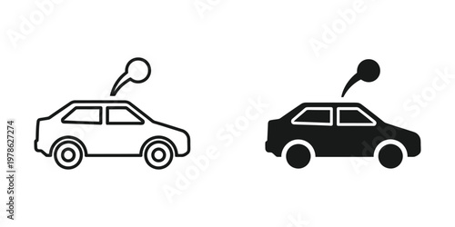 Illustration comparing a regular car with a connected or electric car icon
