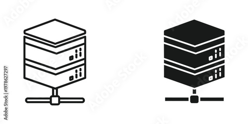 Comparison of a standard server rack and a filled server rack with network connectivity