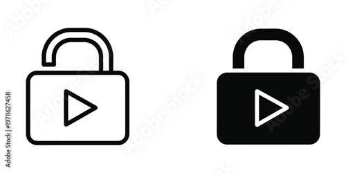 Contrast between unlocked and locked play button icons on padlocks