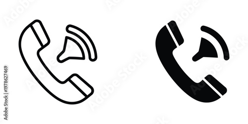 Contrasting black and white telephone receiver icons