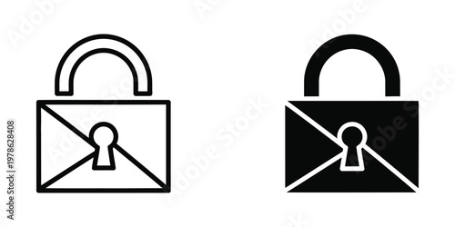 Contrasting padlock designs with open and closed keyhole states shown in black and white.