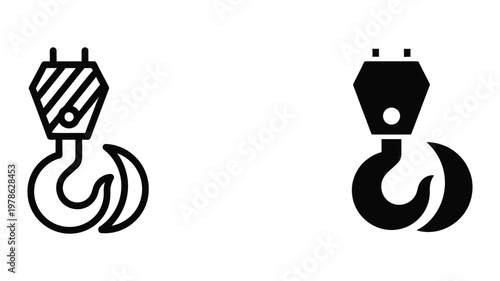 Comparison of two different hook styles used in heavy-duty lifting equipment