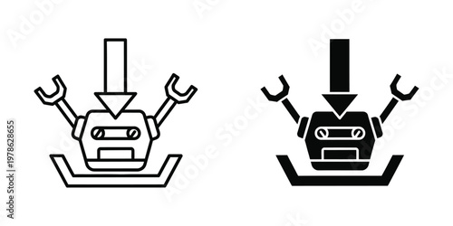 Contrast between a simple and a bold stylized car repair icon design