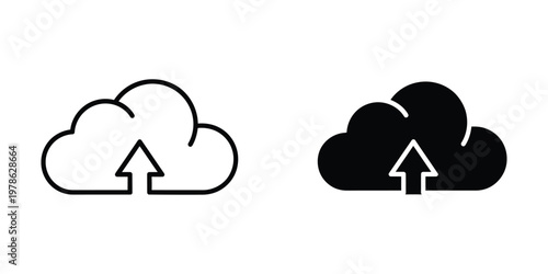 Contrast between upload and download cloud icons with different styles