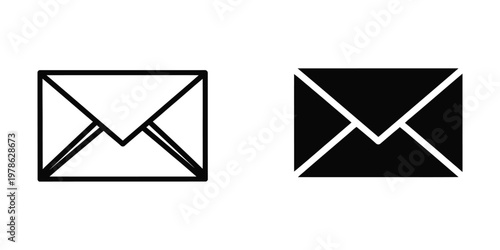 Contrasting designs of an envelope with diagonal lines in white and black versions
