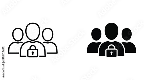 Contrast between anonymous and identifiable group members with security lock symbols