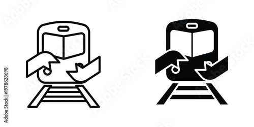 Train crossing signals with open and closed gates for railway safety awareness