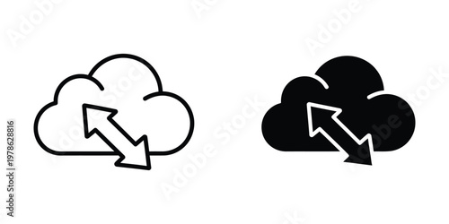 Contrast between light and dark cloud icons with refresh or sync arrows inside them