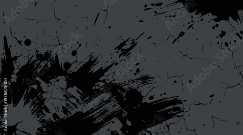 Black Grunge Paint Texture Background with Ink Splatter