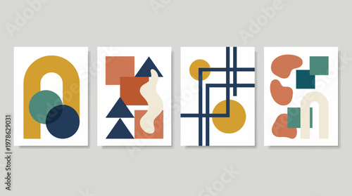Minimal Abstract Geometric Poster Set with Modern Shapes
