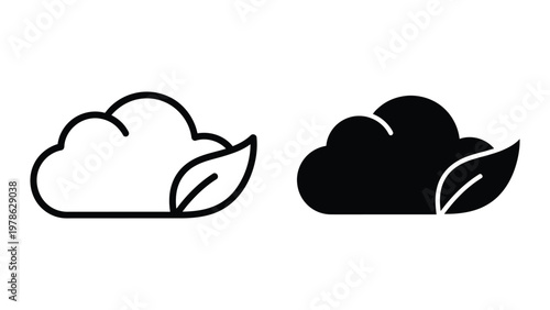 Comparison of a light and dark cloud with leaf icons underneath each