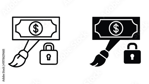 Contrast of transparency and secrecy in financial dealings depicted through paintbrushes and locks