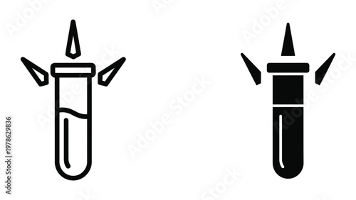 Comparison of a standard test tube and a filled black liquid test tube with fins