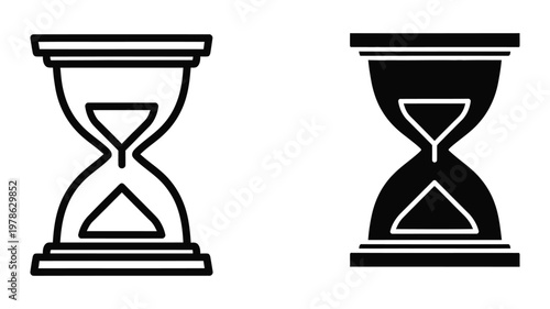 Contrast of traditional and modern hourglass designs with different fill levels