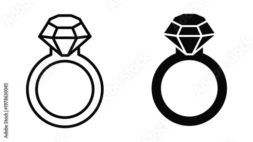 Engagement rings featuring a solitaire diamond design in contrasting styles.