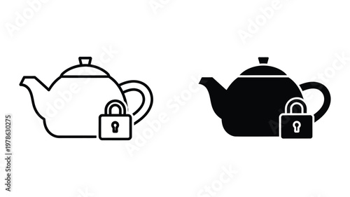 Secure tea pots with padlocks symbolizing protection and privacy