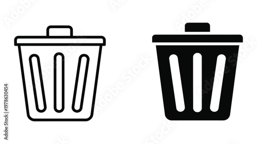 Two contrasting trash bins with different fill levels and designs