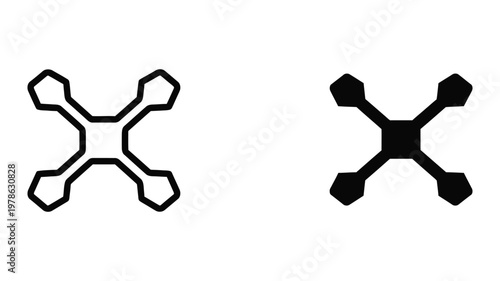 Comparison of a hollow and filled hexagonal star structure with five branches