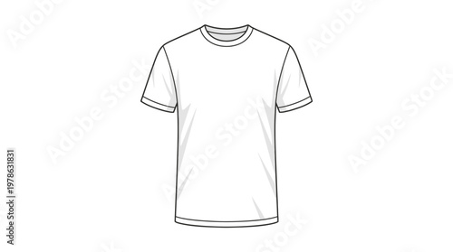Simple White T-Shirt Isolated on White Background.