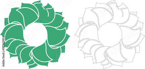 Green and white petal loop ornament