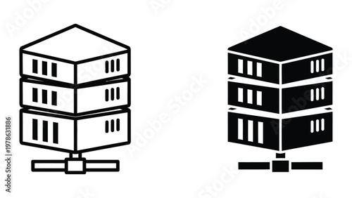 Comparison of a standard server rack and a filled server rack with full capacity usage