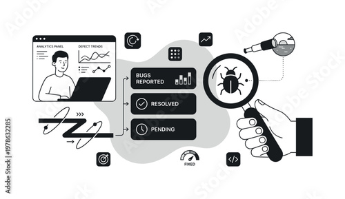 Software bug tracking and analysis process with analytics and resolution stages