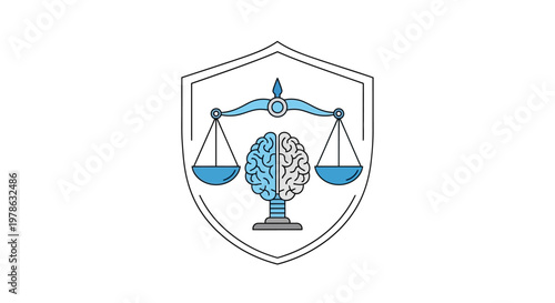 Brain with scales of justice symbol.