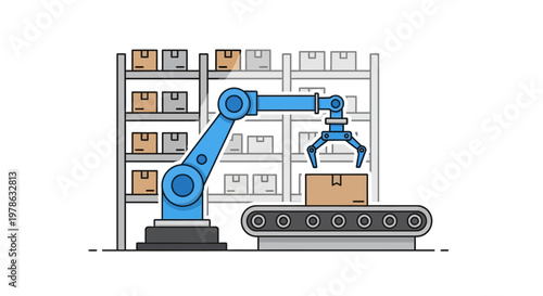 Industrial robotic arm machine assembly.