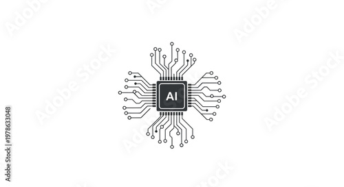 Artificial Intelligence Microchip Circuit Board.