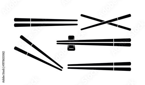 Chopsticks straight pair aligned sticks, chopsticks crossed simple arrangement, chopsticks with rest small holder, chopsticks