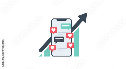 Smartphone with social media likes.