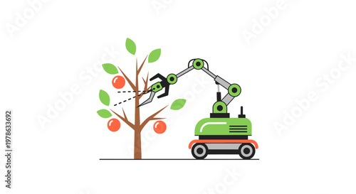 Robot arm picking apples automatically.