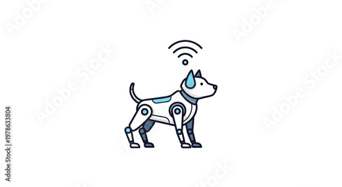 Robot dog with blue accents technology.