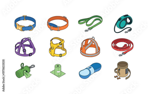 Leash and collar kit set, pet walking essentials bundle, dog kit, training accessories set, pet control bundle, daily