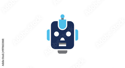 Robot Head with Blue Accents.