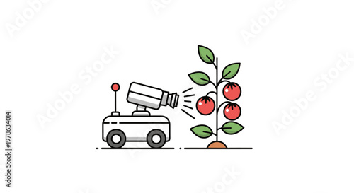 Robot picking apples from tree.
