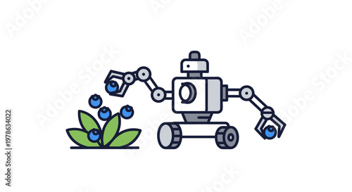 Robot picking blueberries with mechanical arm.