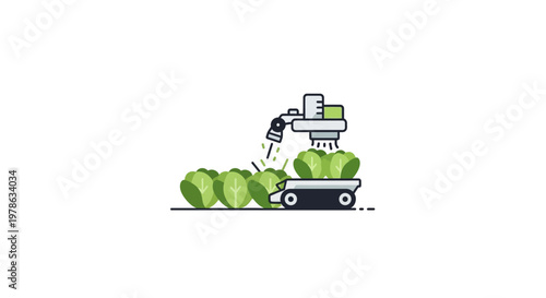 Robot picking lettuce on cart.