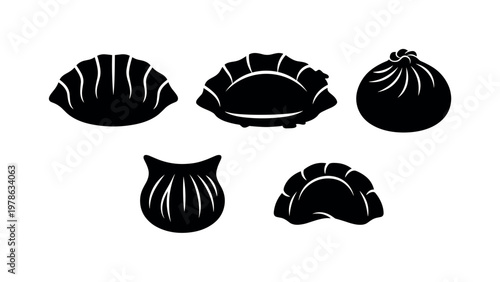 Steamed dumplings pleated half moon shape, pan fried dumplings crisp bottom form, soup dumplings round sealed top, shrimp