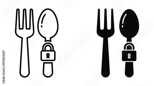 Secure utensils symbolizing locked forks and spoons for data protection and privacy