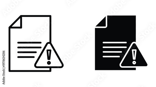 Warning symbols on different document icons indicating potential issues or errors