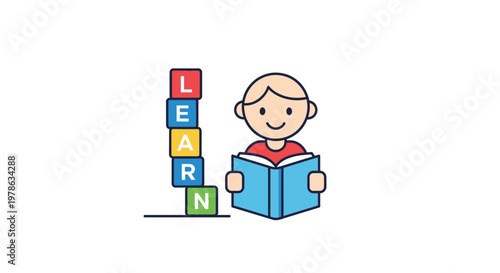 Little boy reading a book.